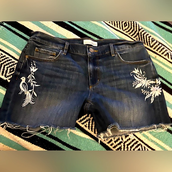 LOFT Pants - Loft Embroidered Denim Shorts Size 28/6.